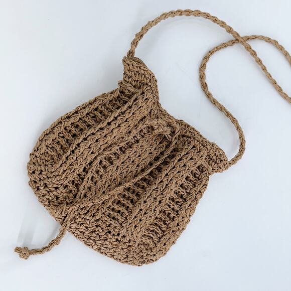 Straw Raffia Shoulder Drawstring Crossbody Hand Bag - Picture 2 of 4